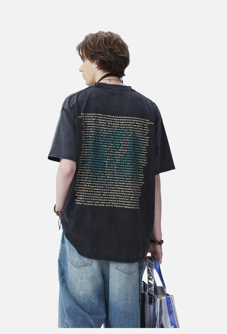 Bold Academic Text Block Oversized T-Shirt
