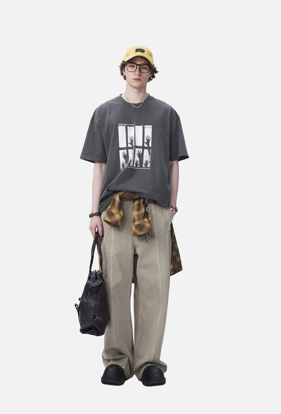 Silhouetted Hands Graphic Oversized T-Shirt