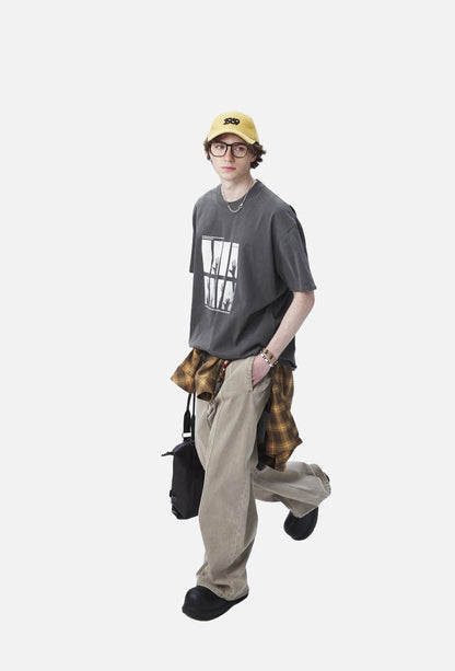 Silhouetted Hands Graphic Oversized T-Shirt