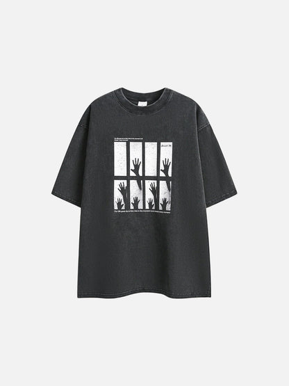 Silhouetted Hands Graphic Oversized T-Shirt