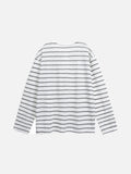 White Horizontal Stripe Relaxed Henley Shirt