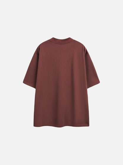 Rust Mock Neck Graphic Tee