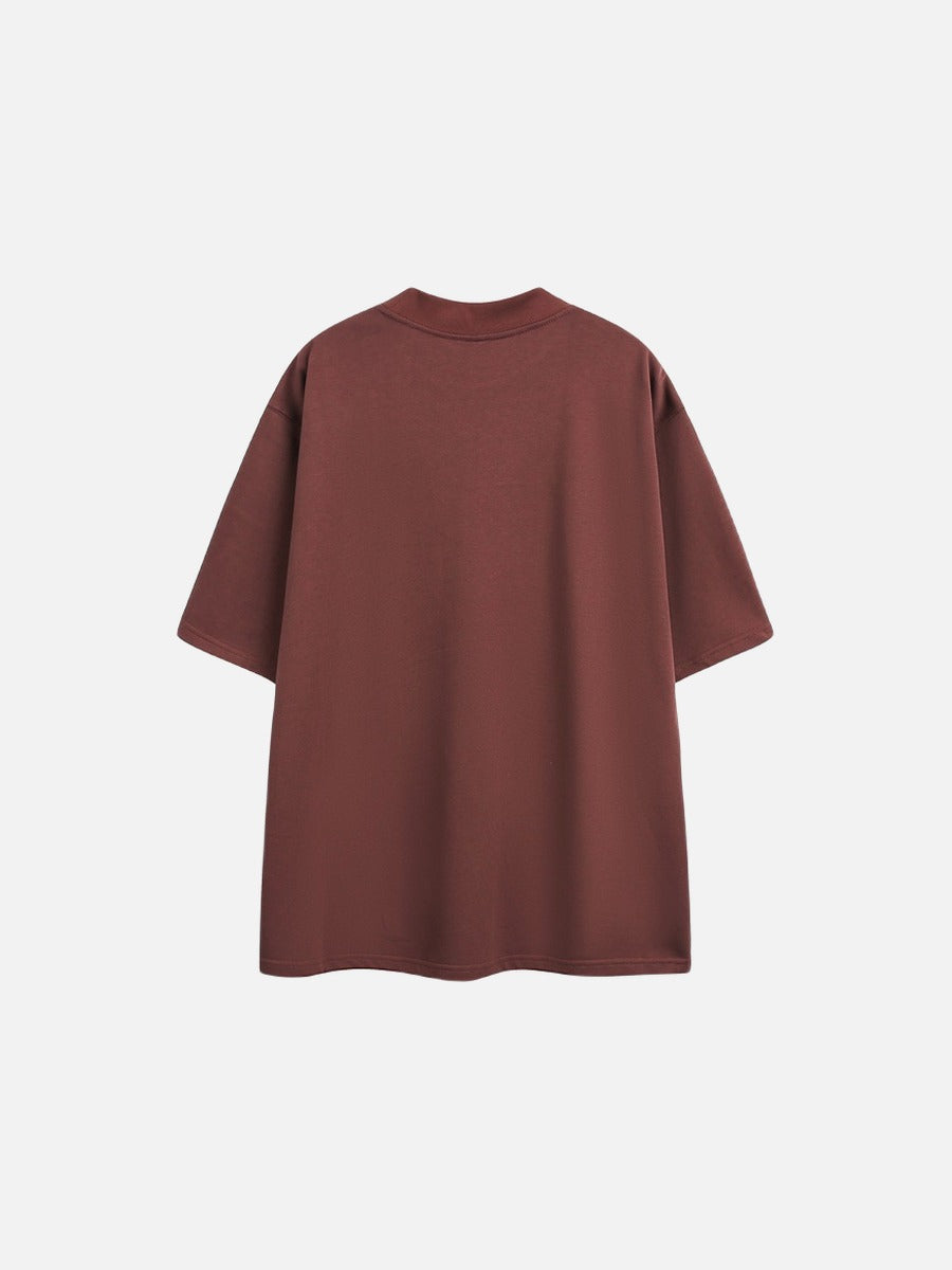 Rust Mock Neck Graphic Tee
