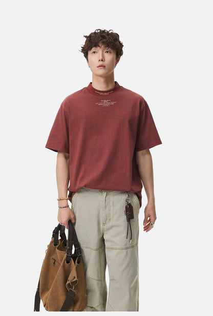 Rust Mock Neck Graphic Tee