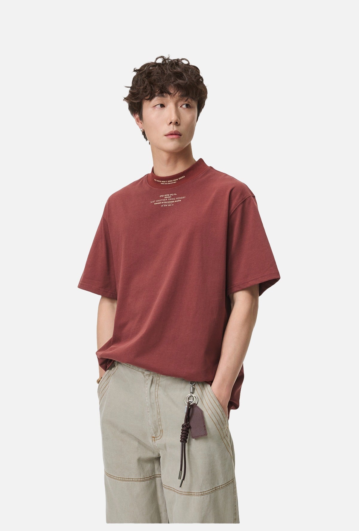 Rust Mock Neck Graphic Tee