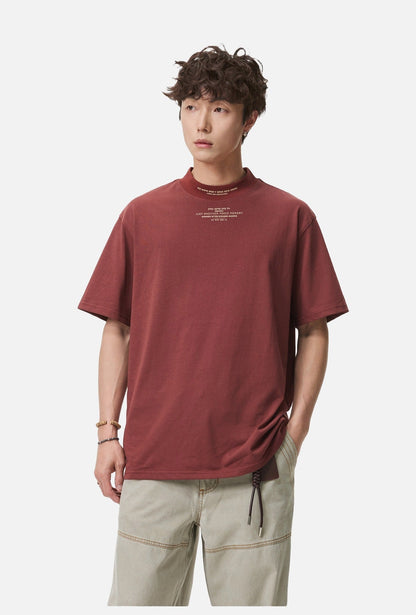 Rust Mock Neck Graphic Tee