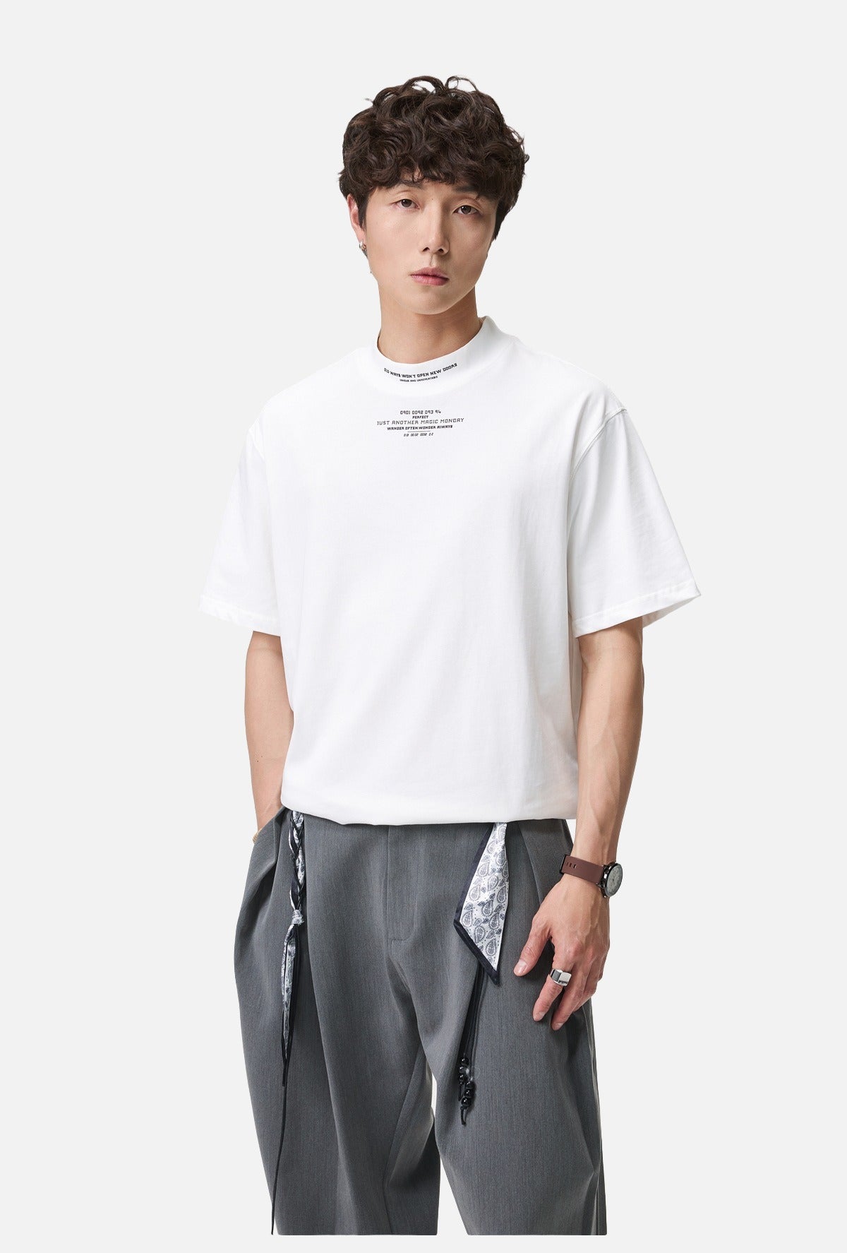 Rust Mock Neck Graphic Tee
