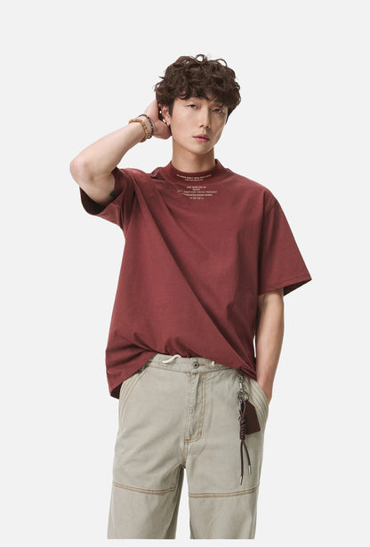 Rust Mock Neck Graphic Tee