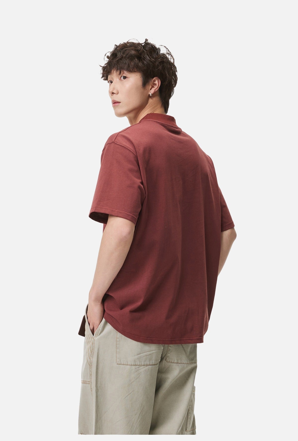 Rust Mock Neck Graphic Tee