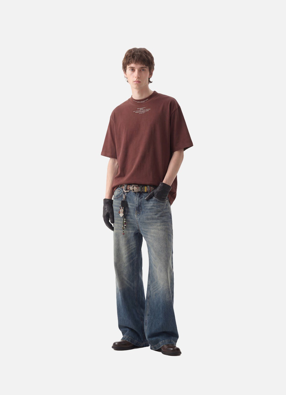 Bold Text Statement Mock Neck T-Shirt