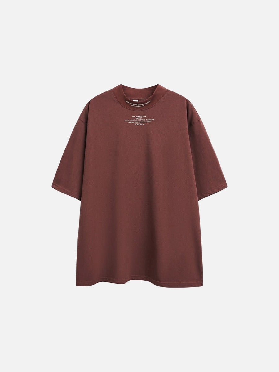 Rust Mock Neck Graphic Tee