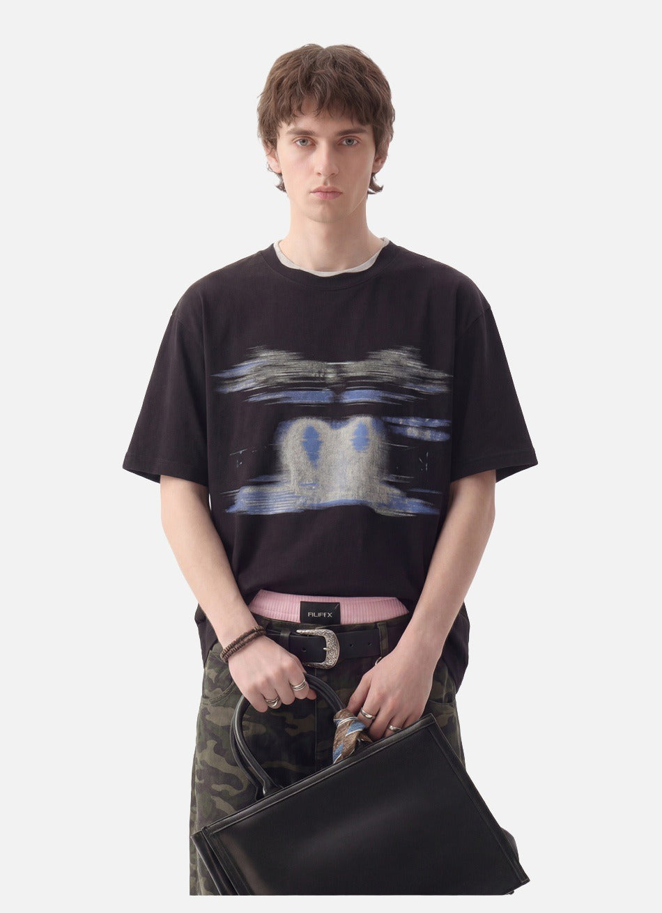 Abstract Brushstroke Black Oversized T-Shirt
