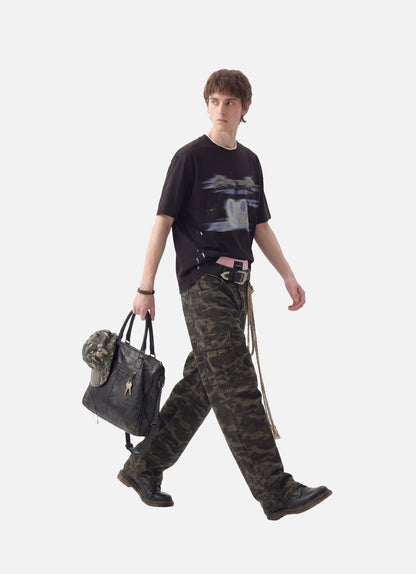 Abstract Brushstroke Black Oversized T-Shirt