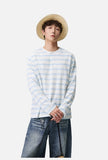 Light Blue Striped Lightweight Knit Henley Top