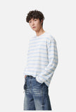 Light Blue Striped Lightweight Knit Henley Top