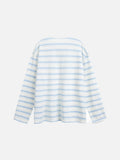 Light Blue Striped Lightweight Knit Henley Top