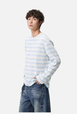 Light Blue Striped Lightweight Knit Henley Top