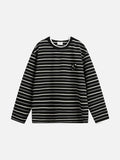 Geometric Embroidered Striped Oversized Top