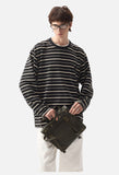 Geometric Embroidered Striped Oversized Top