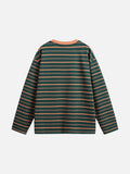 Geometric Embroidered Striped Oversized Top