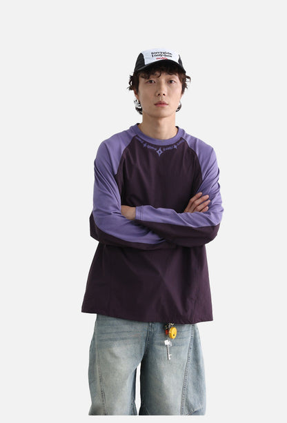 Embroidered Star Pattern Color Block T-Shirt
