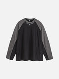 Embroidered Star Pattern Color Block T-Shirt