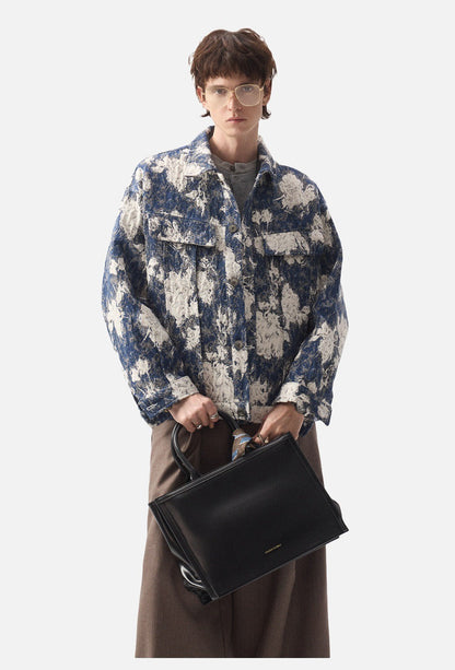 Textured Dark Blue Abstract Jacket