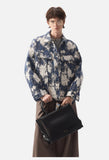 Textured Dark Blue Abstract Jacket