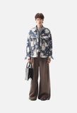 Textured Dark Blue Abstract Jacket
