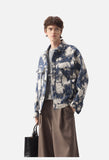 Textured Dark Blue Abstract Jacket