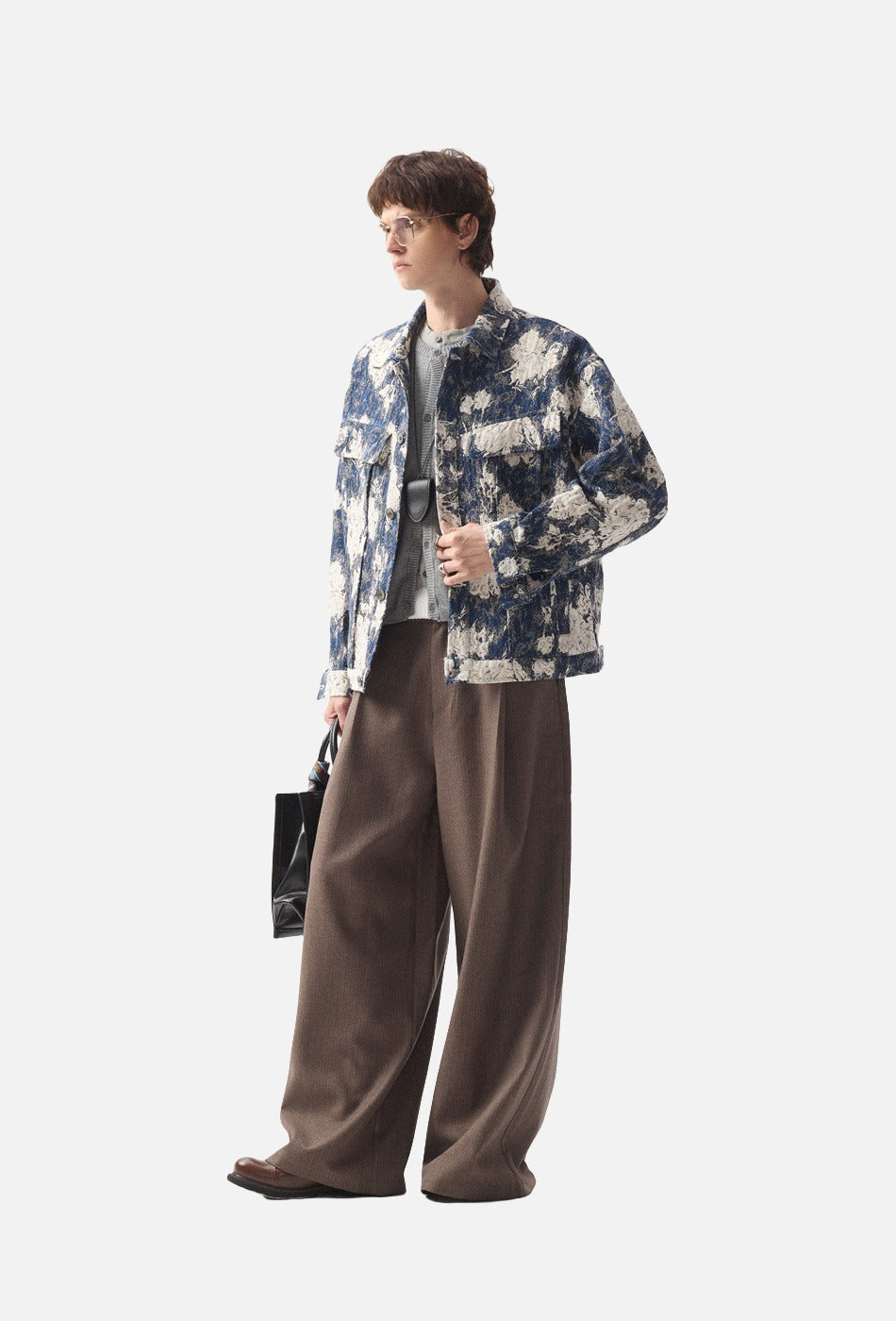 Textured Dark Blue Abstract Jacket