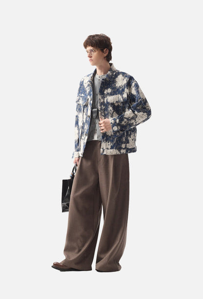 Textured Dark Blue Abstract Jacket