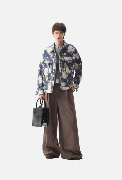 Textured Dark Blue Abstract Jacket