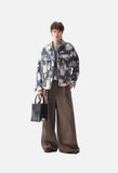 Textured Dark Blue Abstract Jacket