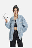 Light Blue Textured Oversized Jacket