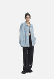 Light Blue Textured Oversized Jacket