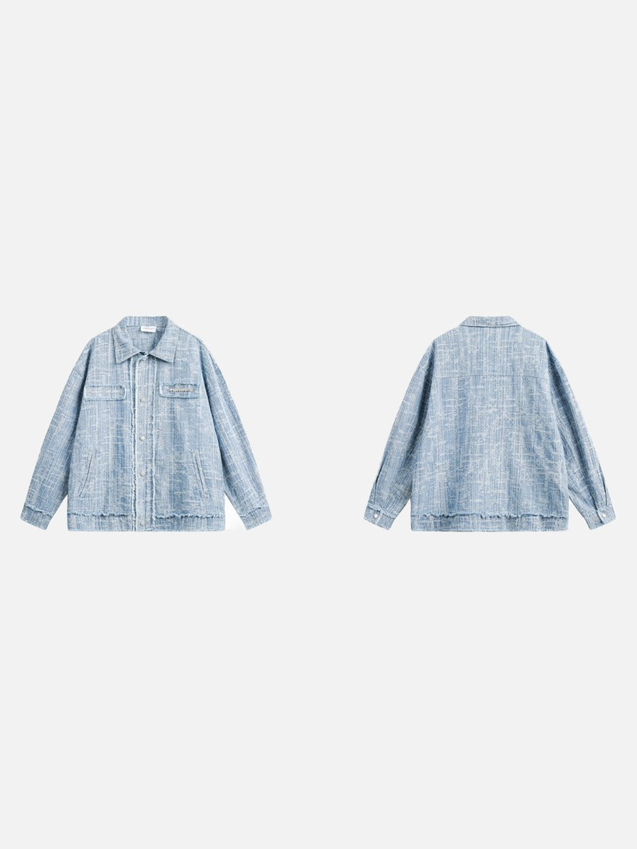Light Blue Textured Oversized Jacket