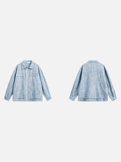 Light Blue Textured Oversized Jacket