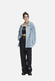 Light Blue Textured Oversized Jacket