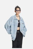 Light Blue Textured Oversized Jacket