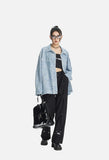 Light Blue Textured Oversized Jacket