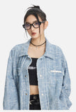 Light Blue Textured Oversized Jacket