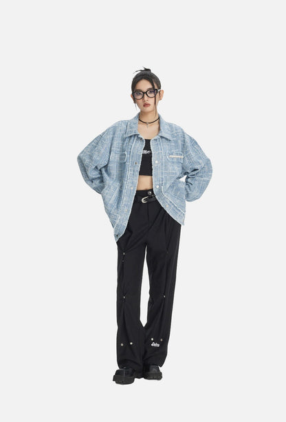Light Blue Textured Oversized Jacket