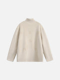 Muted Olive Mock Neck with Embossed Graphic Top