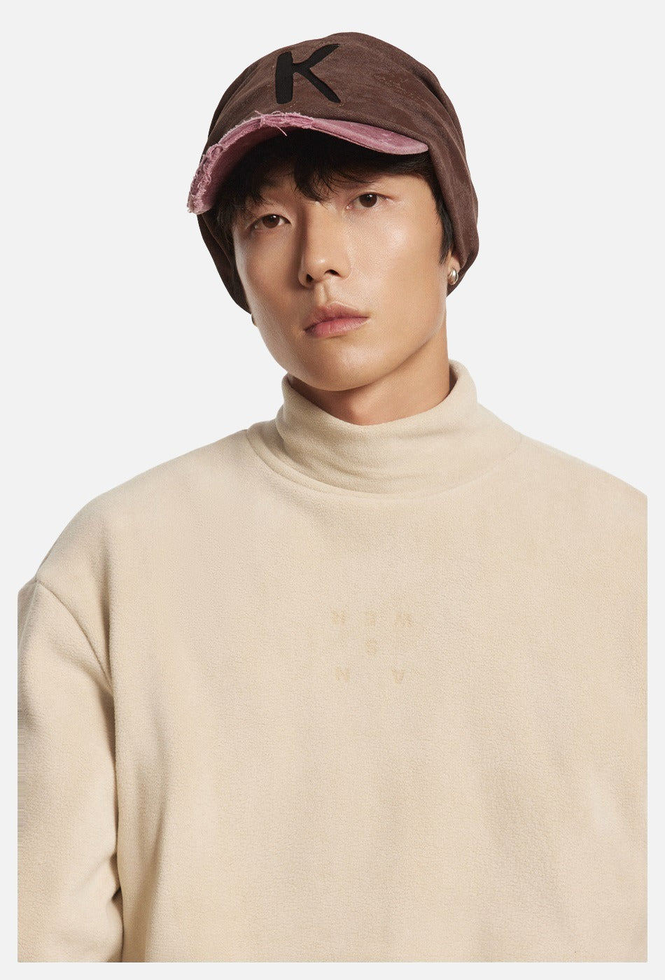 Muted Olive Mock Neck with Embossed Graphic Top