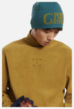 Muted Olive Mock Neck with Embossed Graphic Top