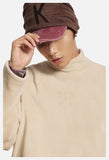 Muted Olive Mock Neck with Embossed Graphic Top
