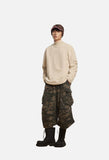 Muted Olive Mock Neck with Embossed Graphic Top