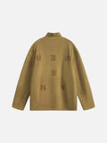 Muted Olive Mock Neck with Embossed Graphic Top