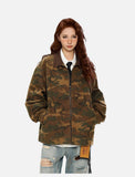 Camouflage Bomber Jacket with Corduroy Collar